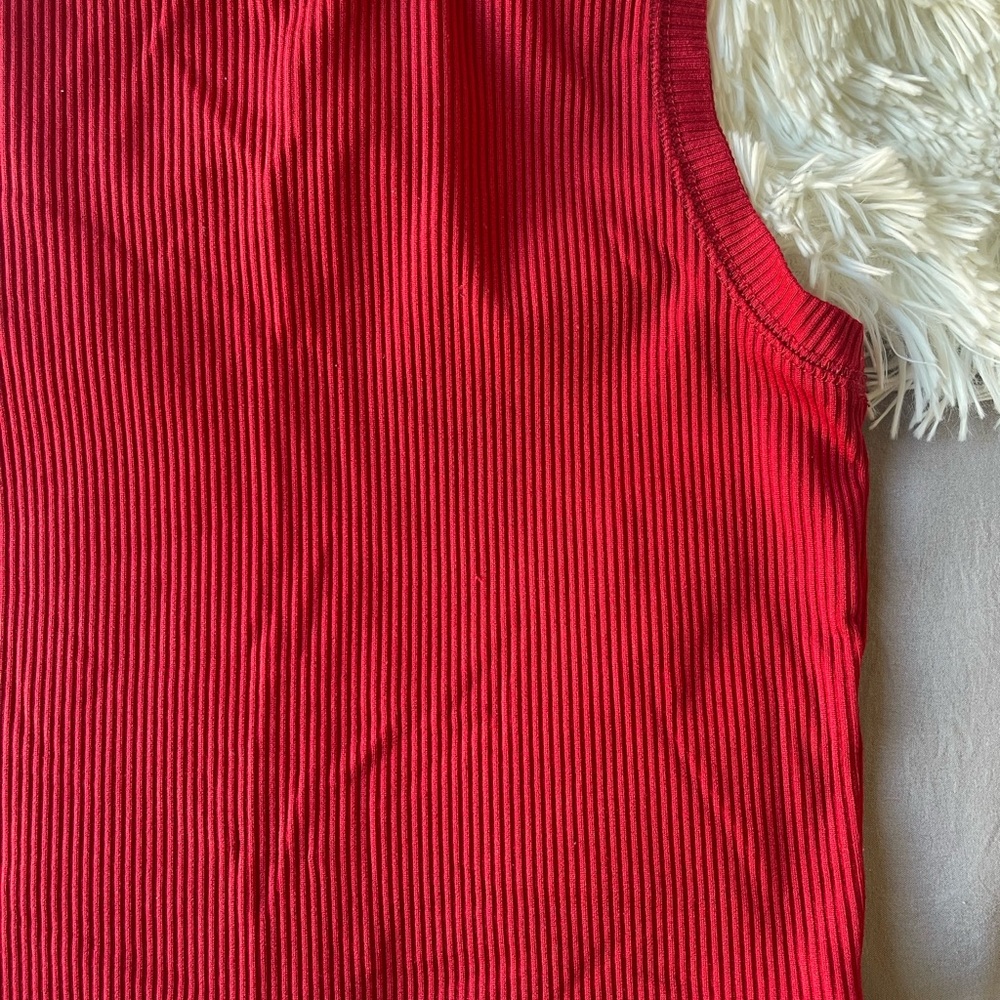 Red Ribbed Tank Top - Picture 5 of 5